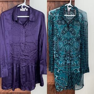 Chicos Top Lot Size 3 XL lot Of 2 Boho Hippie Purple Blouse Paisley